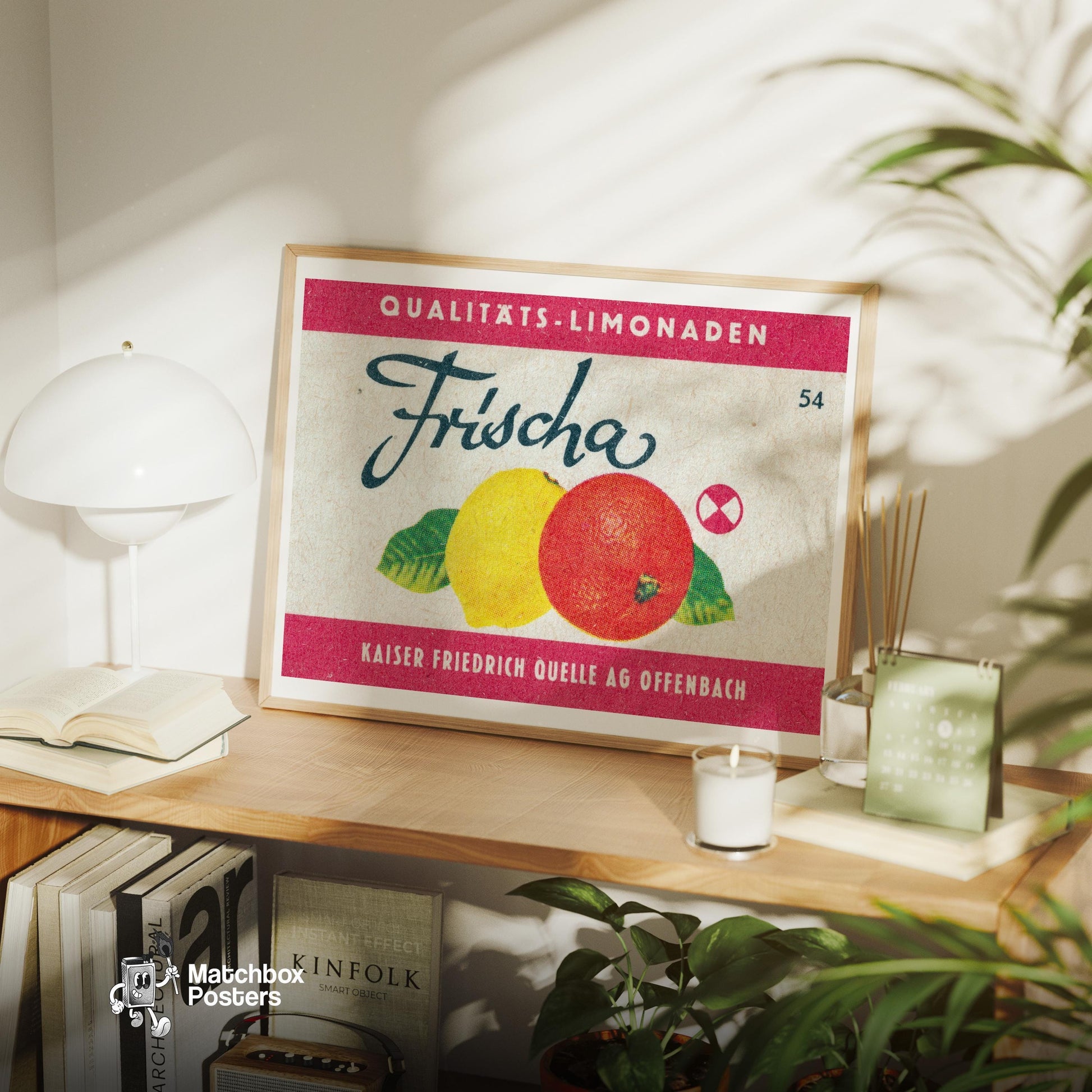 Lemon and Orange - vintage matchbox label print - office wall