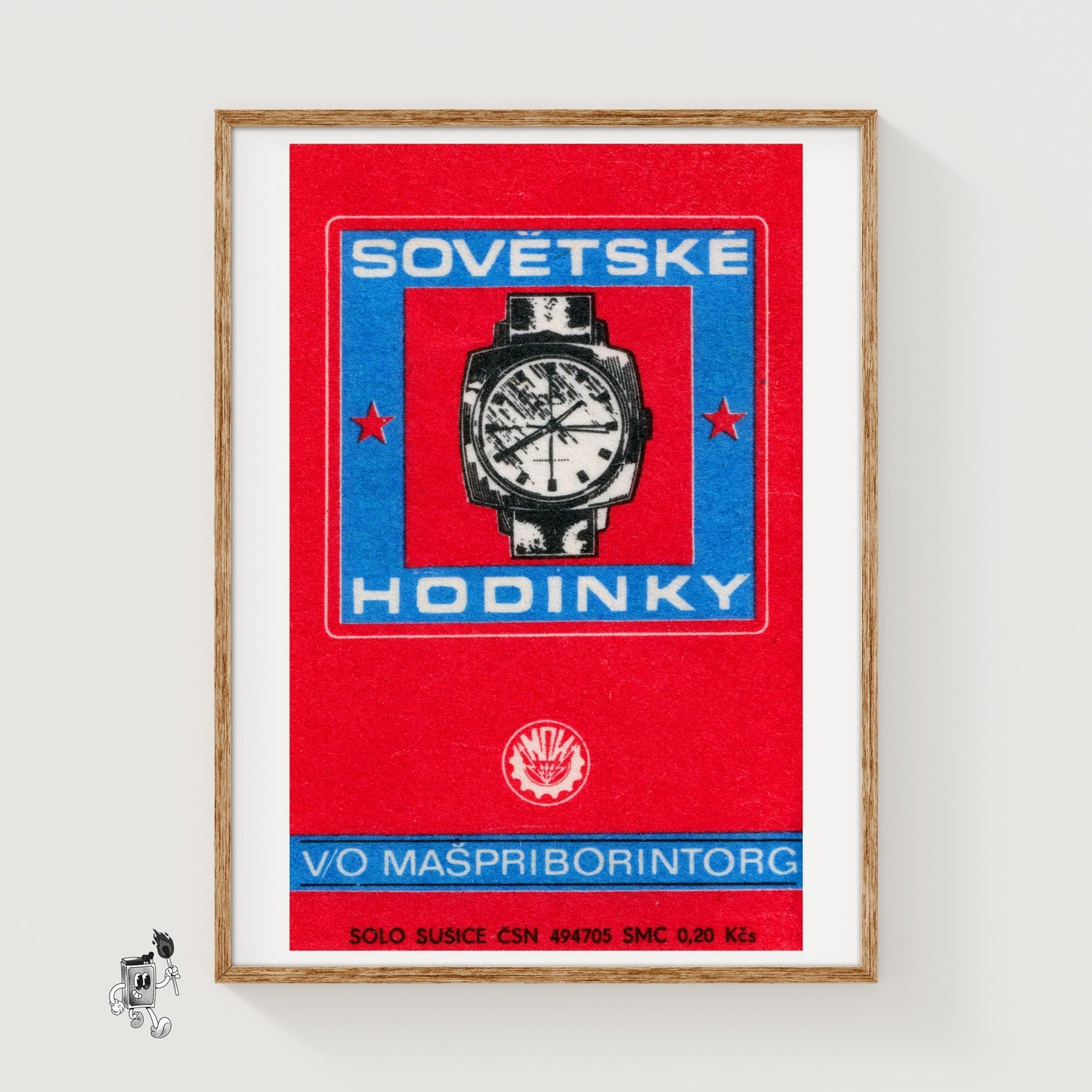Soviet Watch - vintage matchbox label print