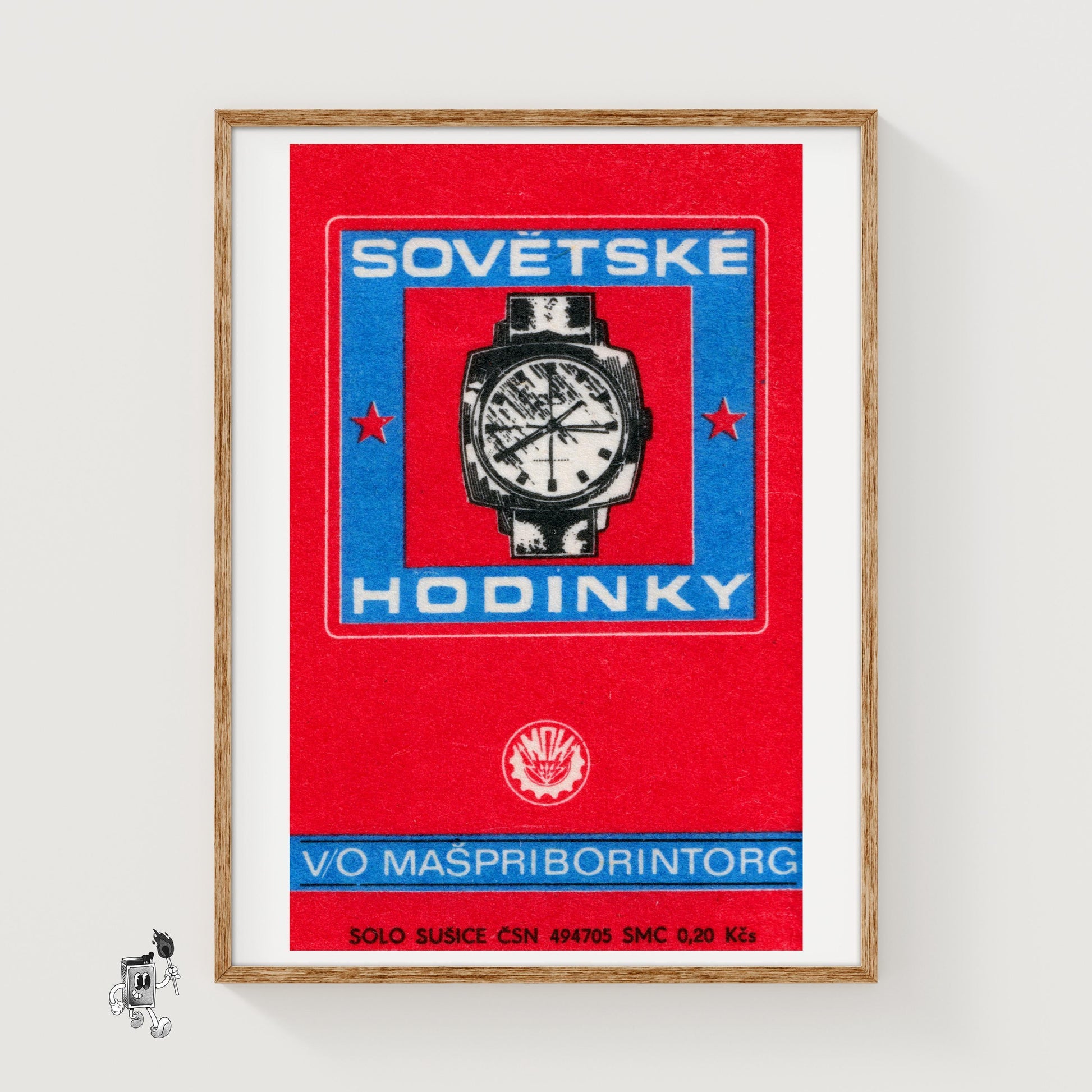 Soviet Watch - vintage matchbox label print