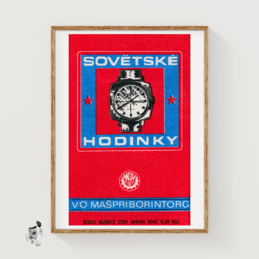 Soviet Watch - vintage matchbox label print