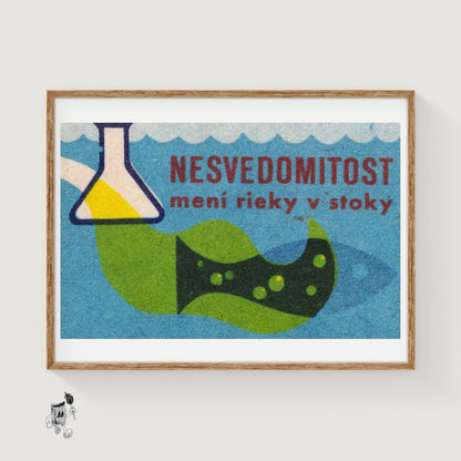 Chemicals Poison Fish - vintage matchbox label print