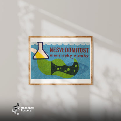 Chemicals Poison Fish - vintage matchbox label print - bedroom mockup
