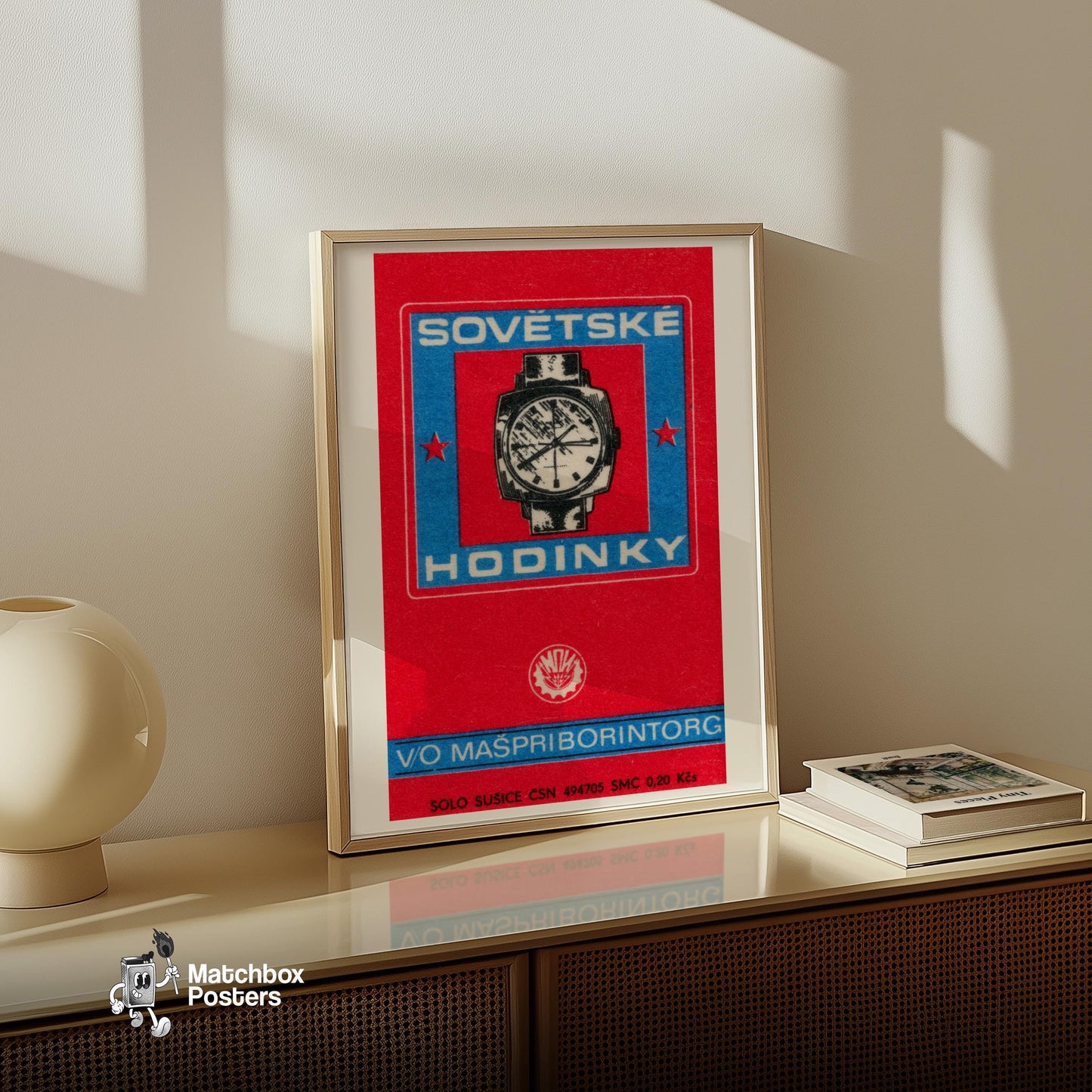 Soviet Watch - vintage matchbox label print - size comparison