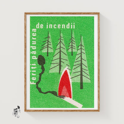 Protect Forest from Fires - vintage matchbox label print
