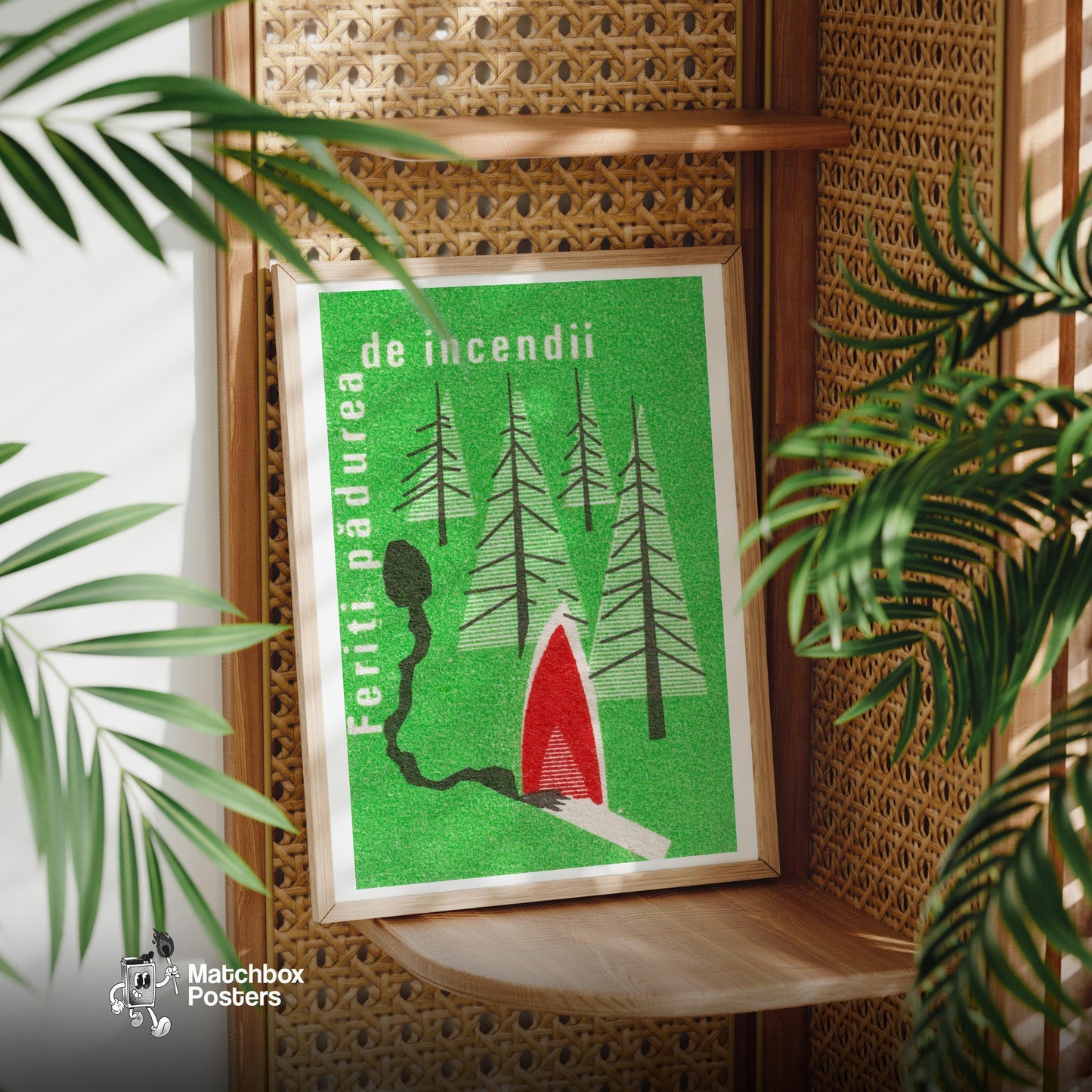 Protect Forest from Fires - vintage matchbox label print - office wall