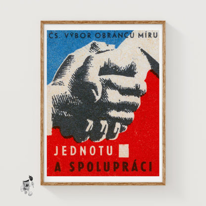 Clasped Hands - vintage matchbox label print