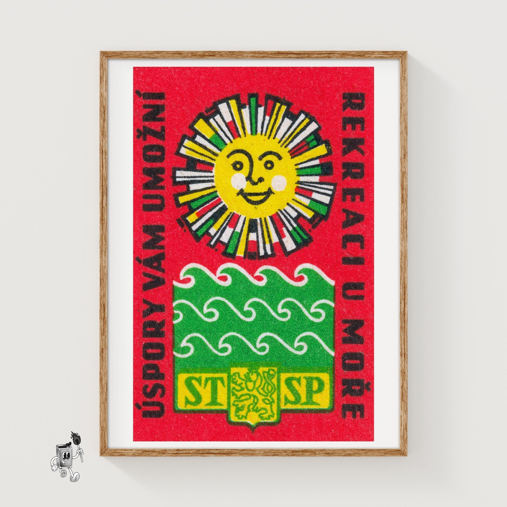 Smiling Sun - vintage matchbox label print