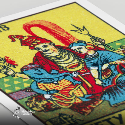 Indian Gods - vintage matchbox label print - close-up detail