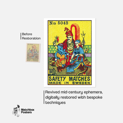 Indian Gods - vintage matchbox label print - framed wall art preview