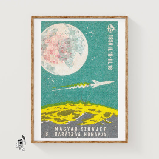 Rocket - vintage matchbox label print
