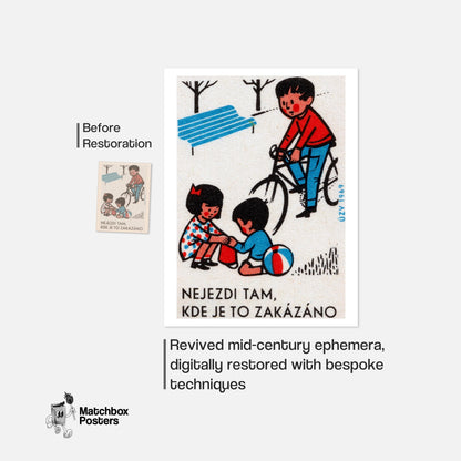 Children Playing - vintage matchbox label print - framed wall art preview