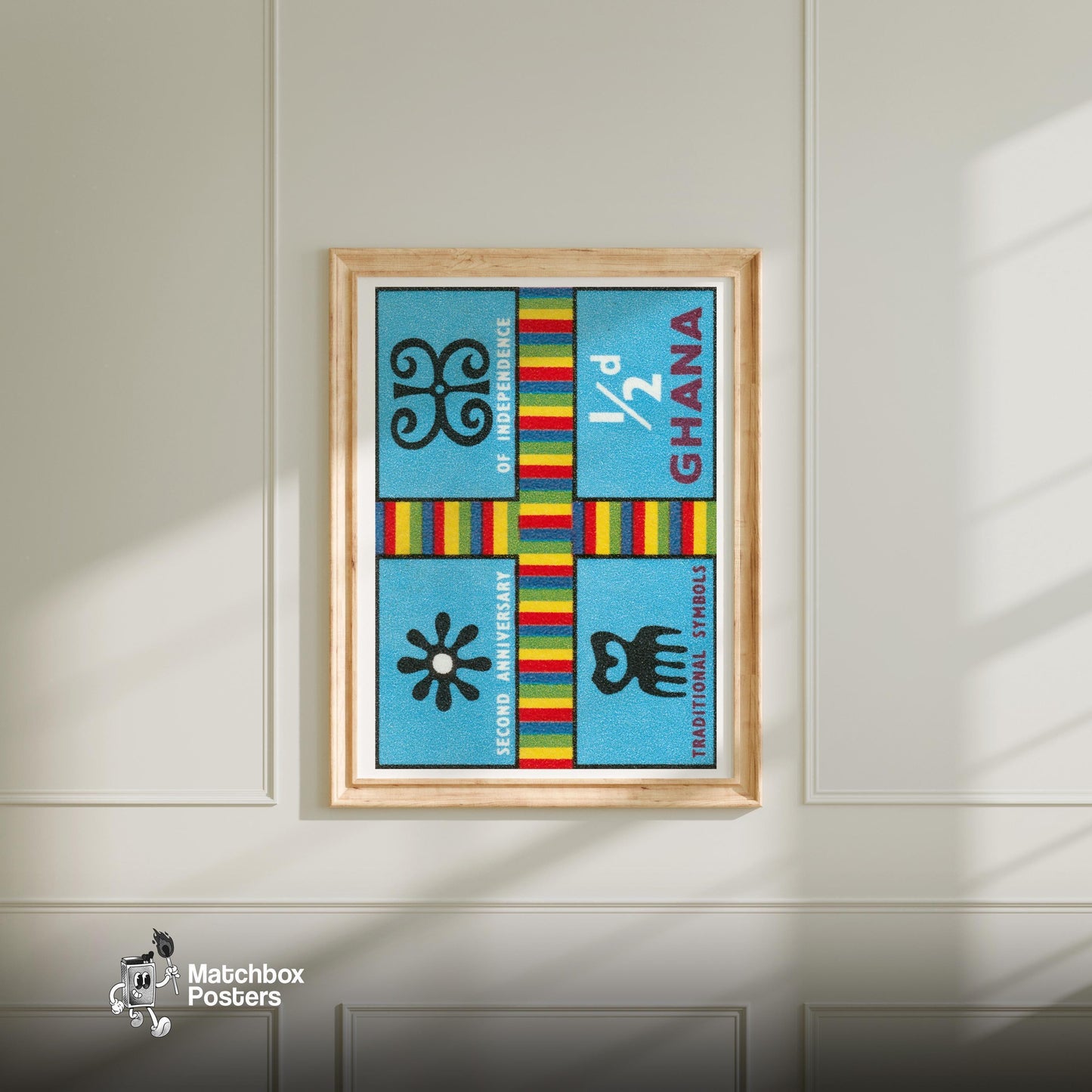 Independance Anniversary - vintage matchbox label print - bedroom mockup