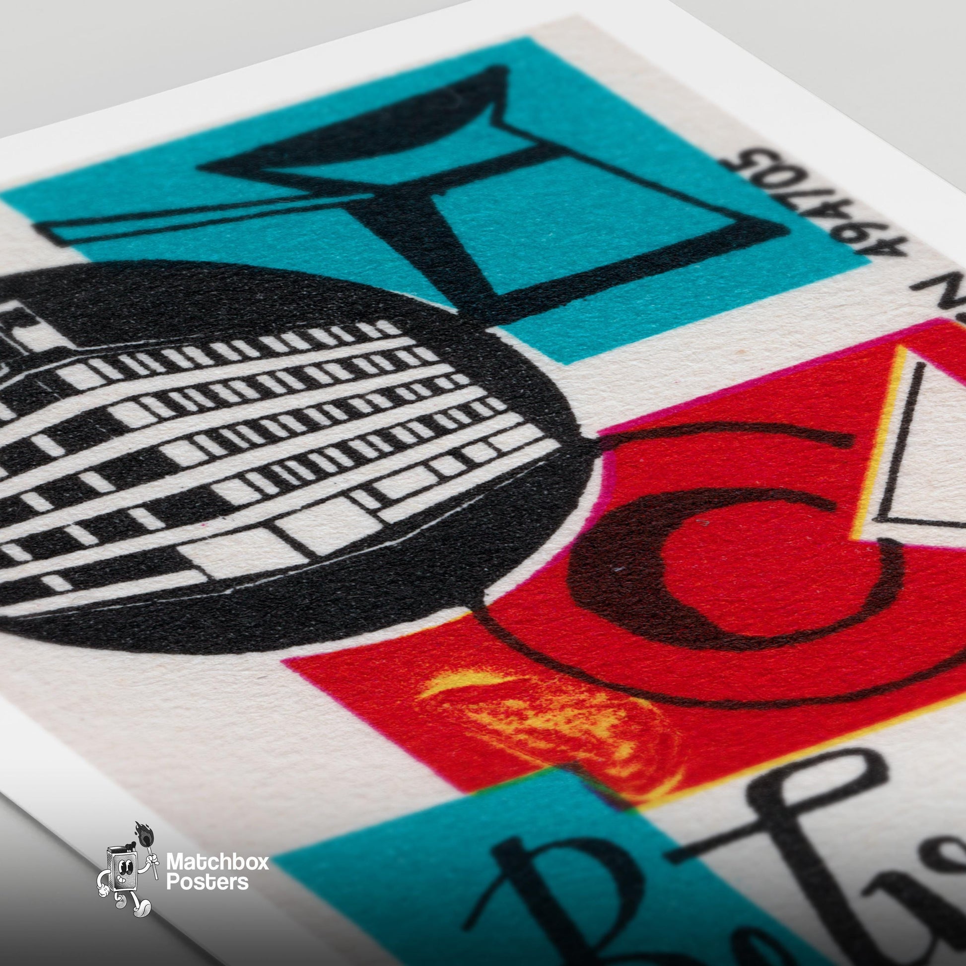 Czech Hotel - vintage matchbox label print - close-up detail