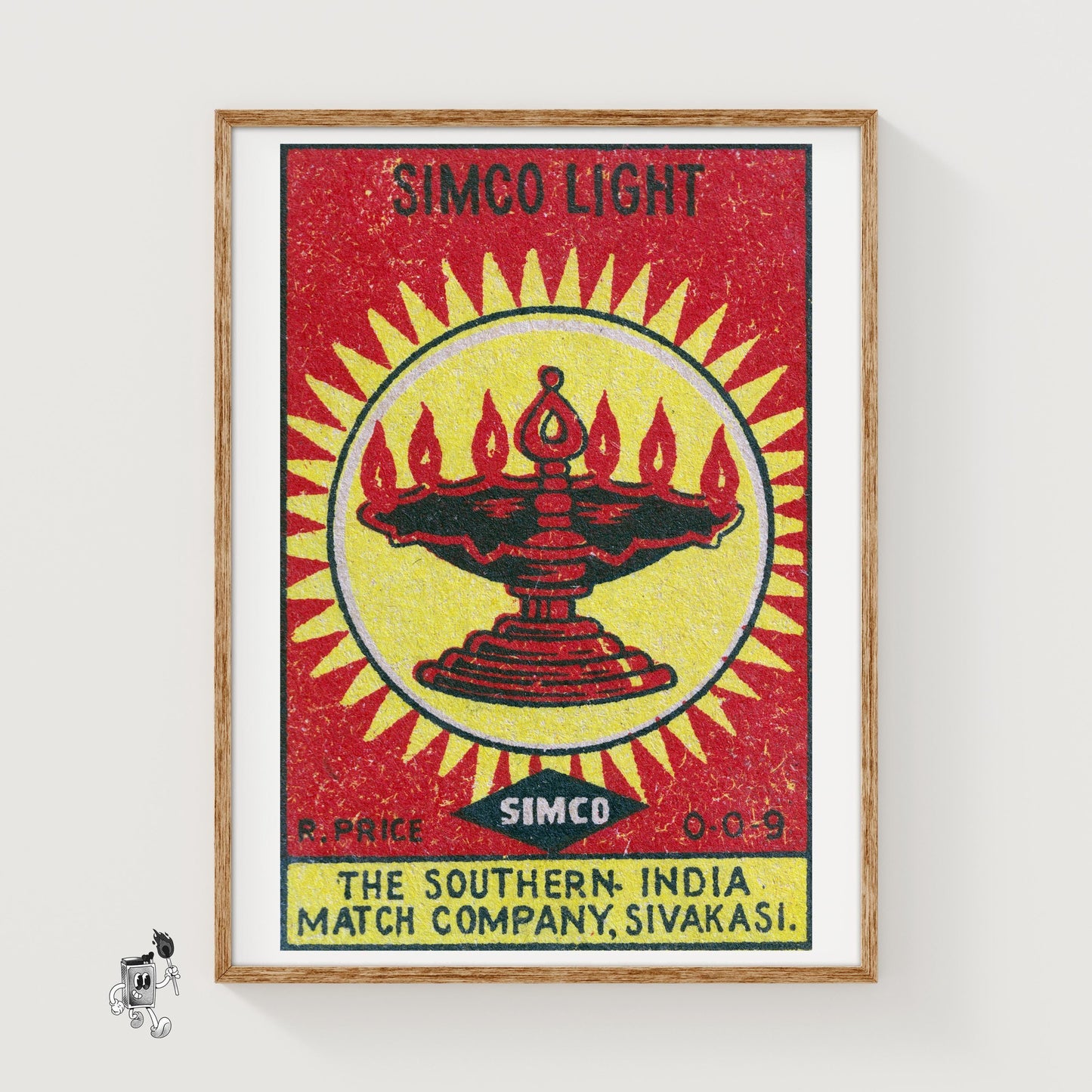 Flaming Lantern - vintage matchbox label print