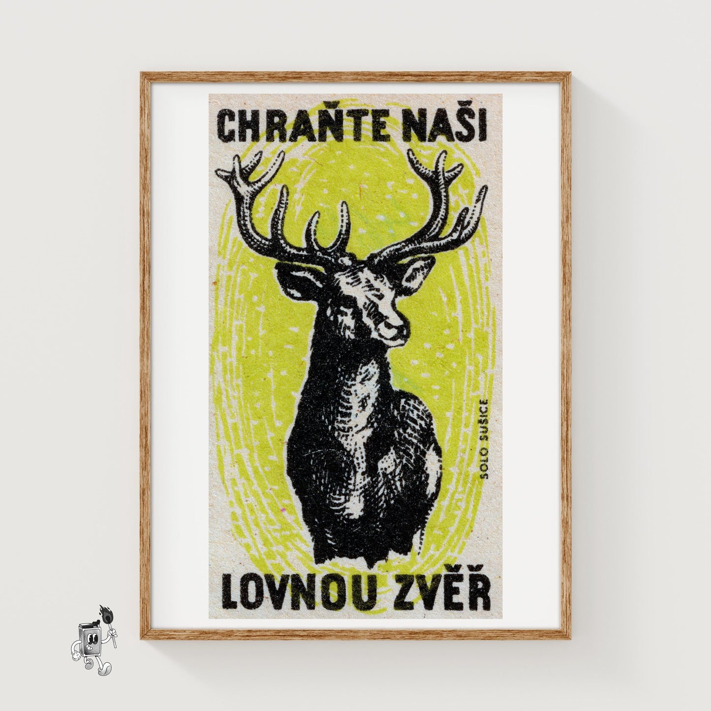 Black Stag - vintage matchbox label print