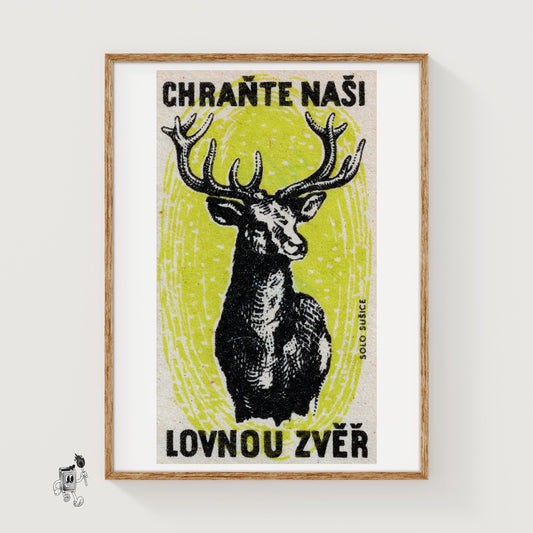 Black Stag - vintage matchbox label print