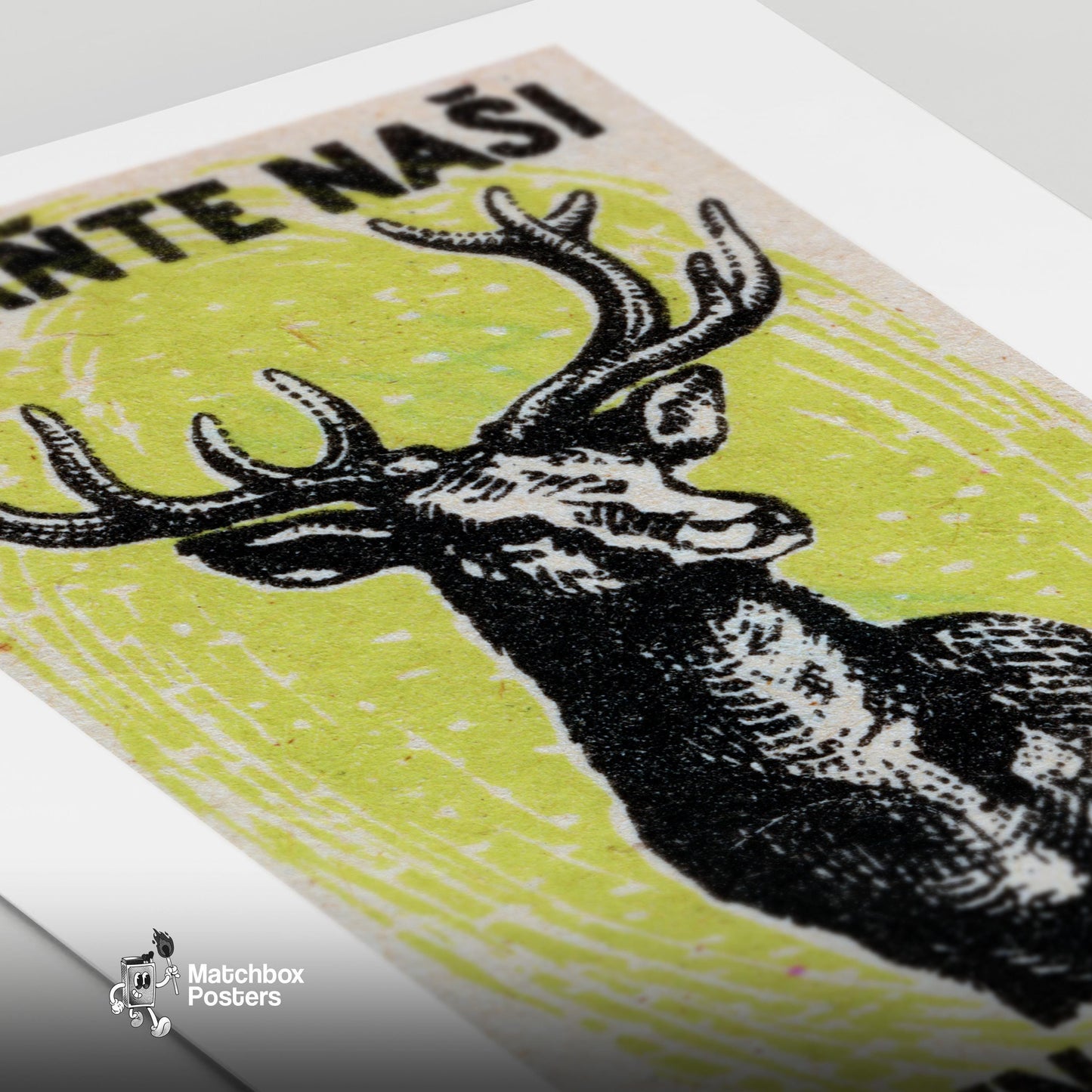 Black Stag - vintage matchbox label print - close-up detail
