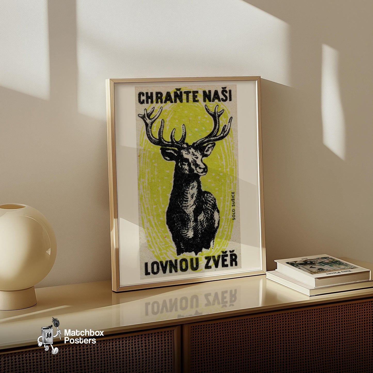 Black Stag - vintage matchbox label print - size comparison