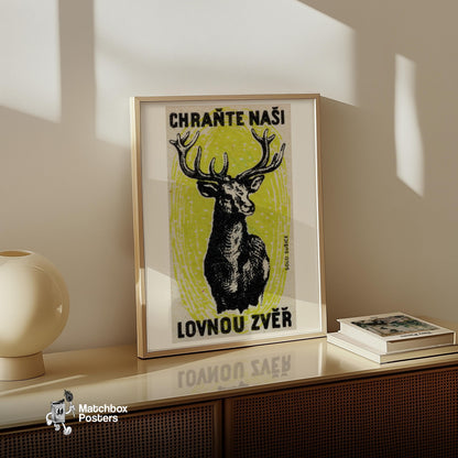 Black Stag - vintage matchbox label print - size comparison