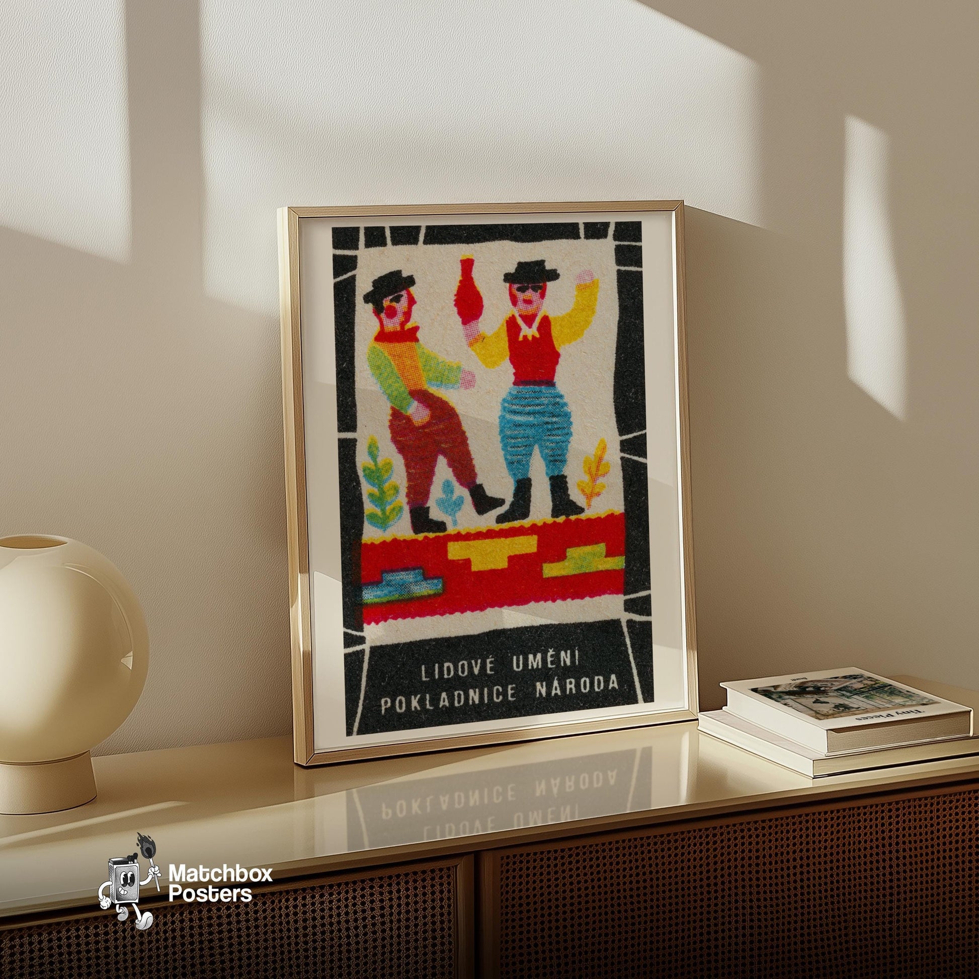 Dancing Men - vintage matchbox label print - size comparison