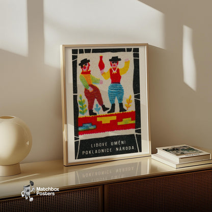 Dancing Men - vintage matchbox label print - size comparison