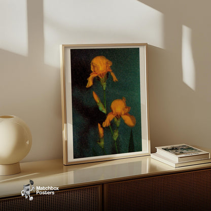 Yellow Flowers - vintage matchbox label print - size comparison