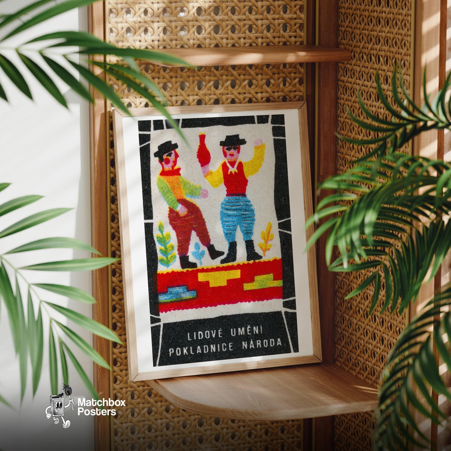 Dancing Men - vintage matchbox label print - office wall