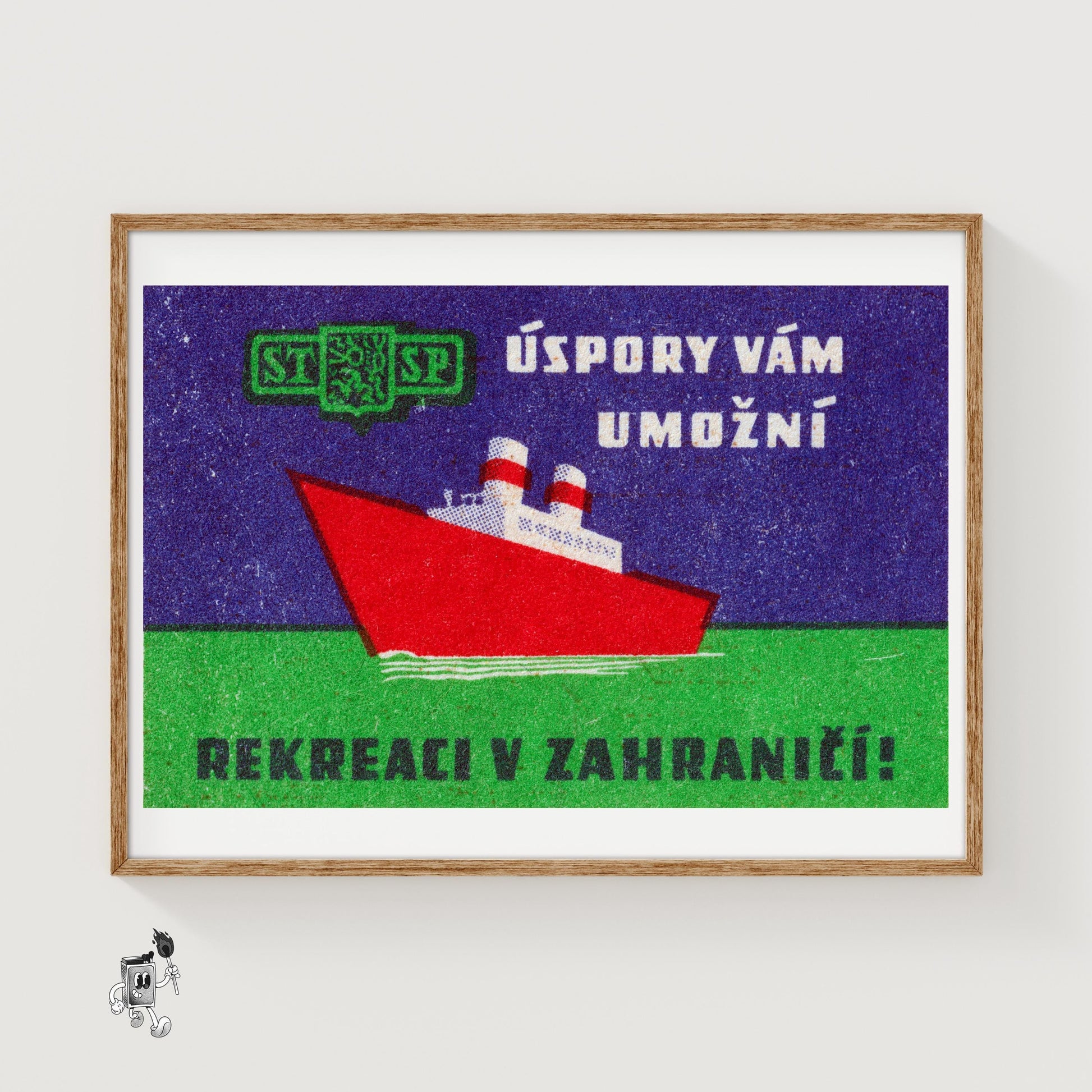 Cruise Ship - vintage matchbox label print