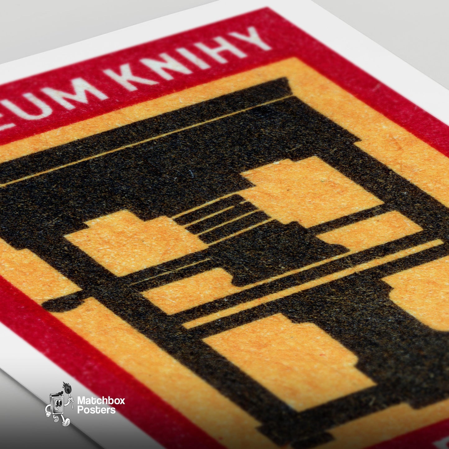 Hydraulic Press - vintage matchbox label print - close-up detail