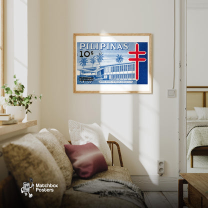 Palm Trees - vintage matchbox label print - living room mockup