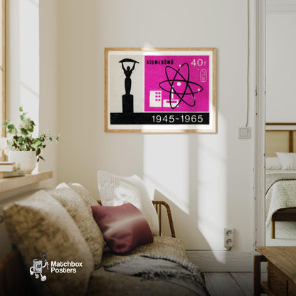 Nuclear Science - vintage matchbox label print - living room mockup