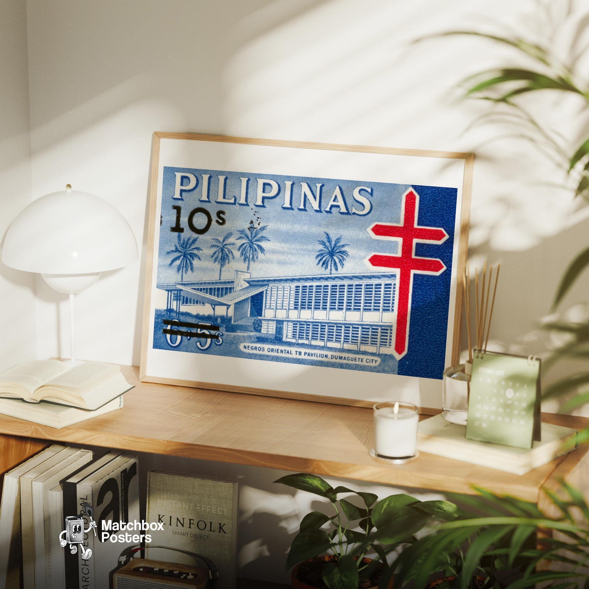 Palm Trees - vintage matchbox label print - office wall