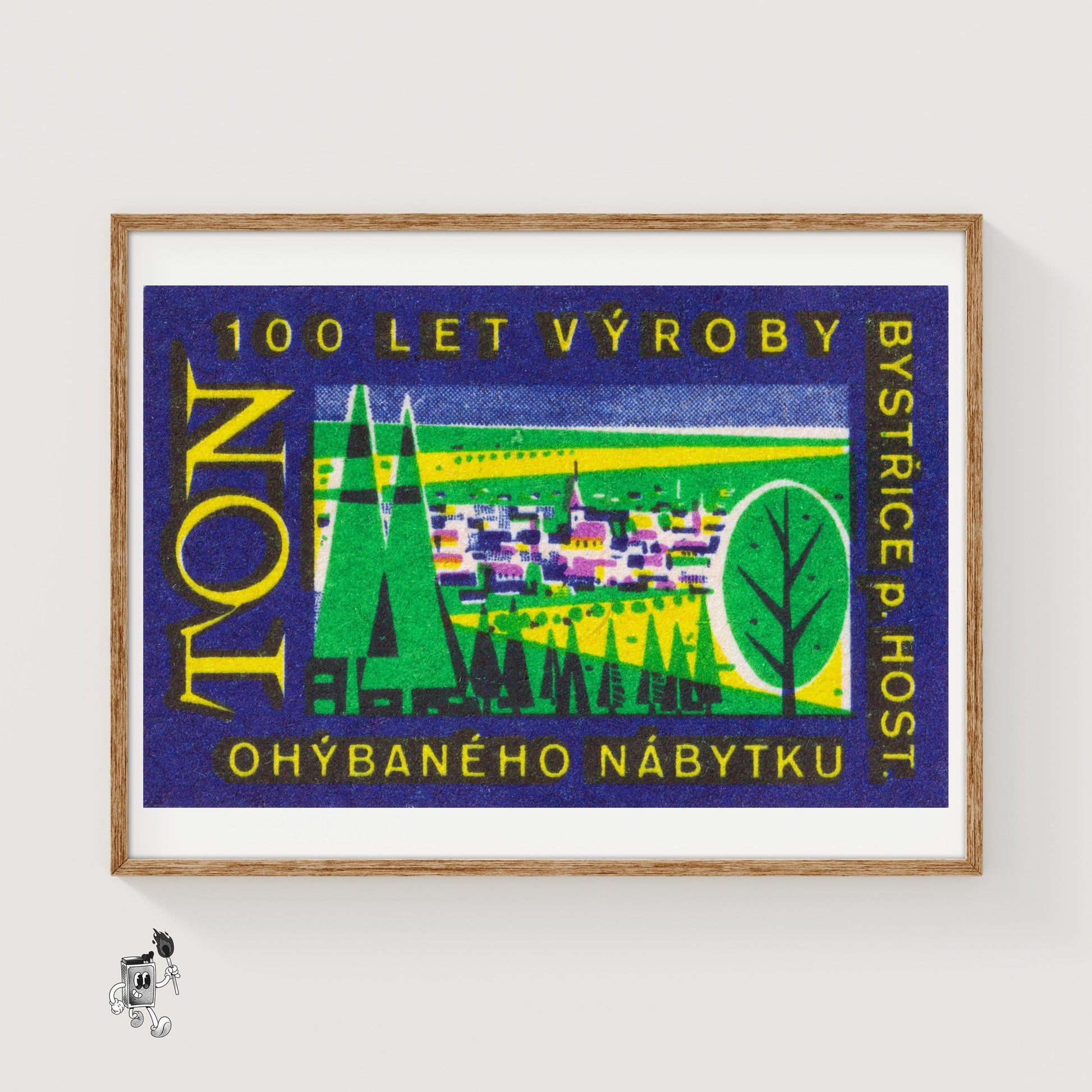 Czech Townscape - vintage matchbox label print