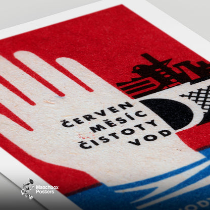 Stylized Hand - vintage matchbox label print - close-up detail