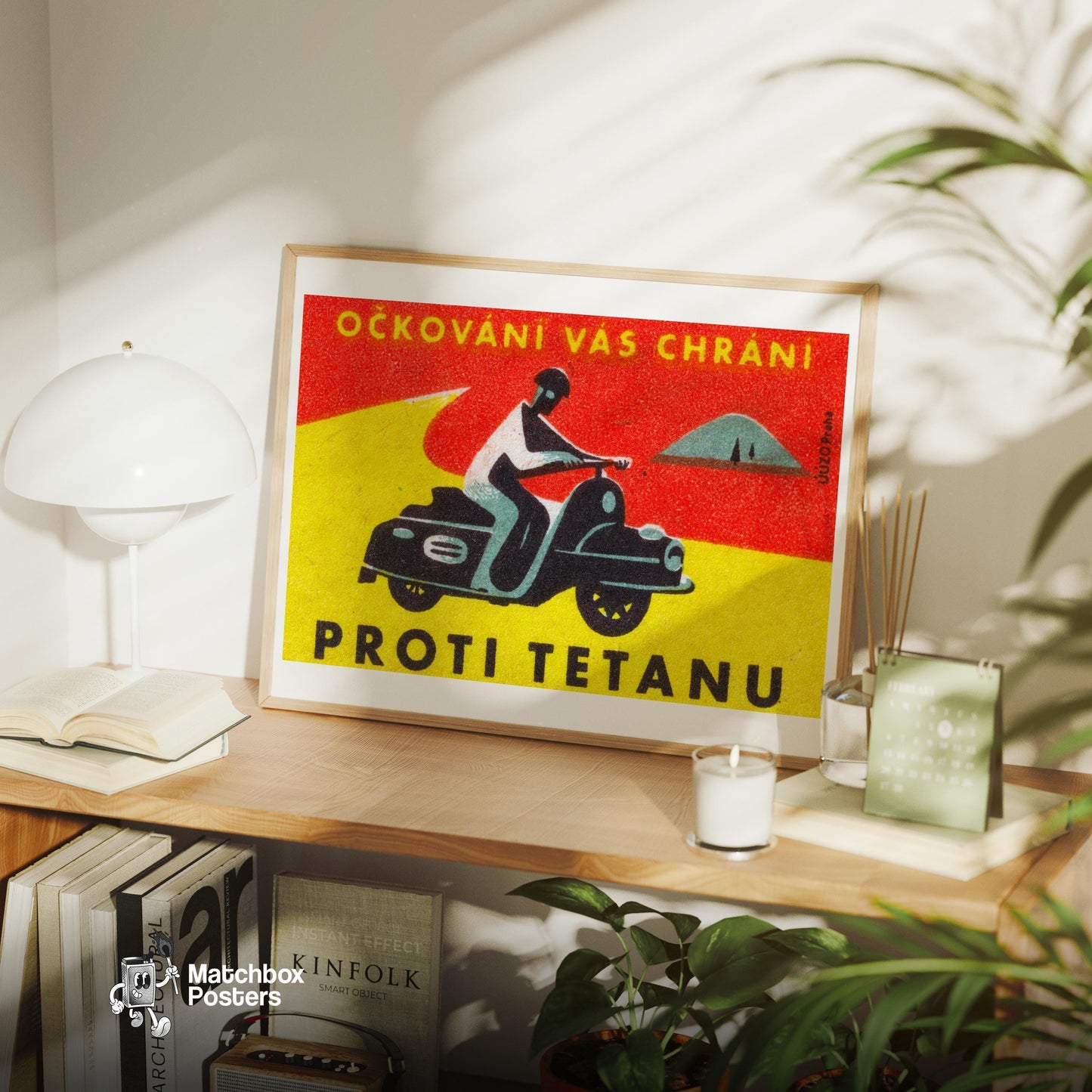 Person Riding A Motorcycle - vintage matchbox label print - office wall