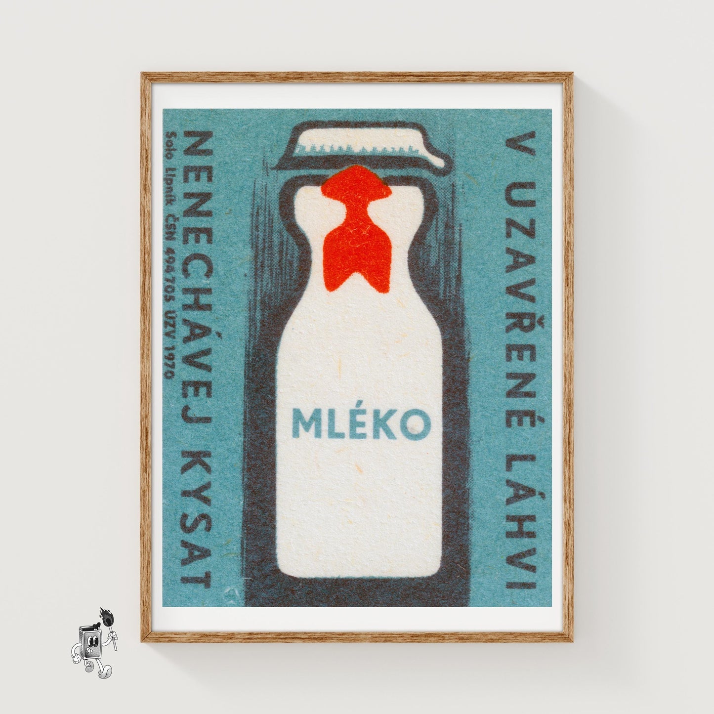 Milk Bottle - vintage matchbox label print