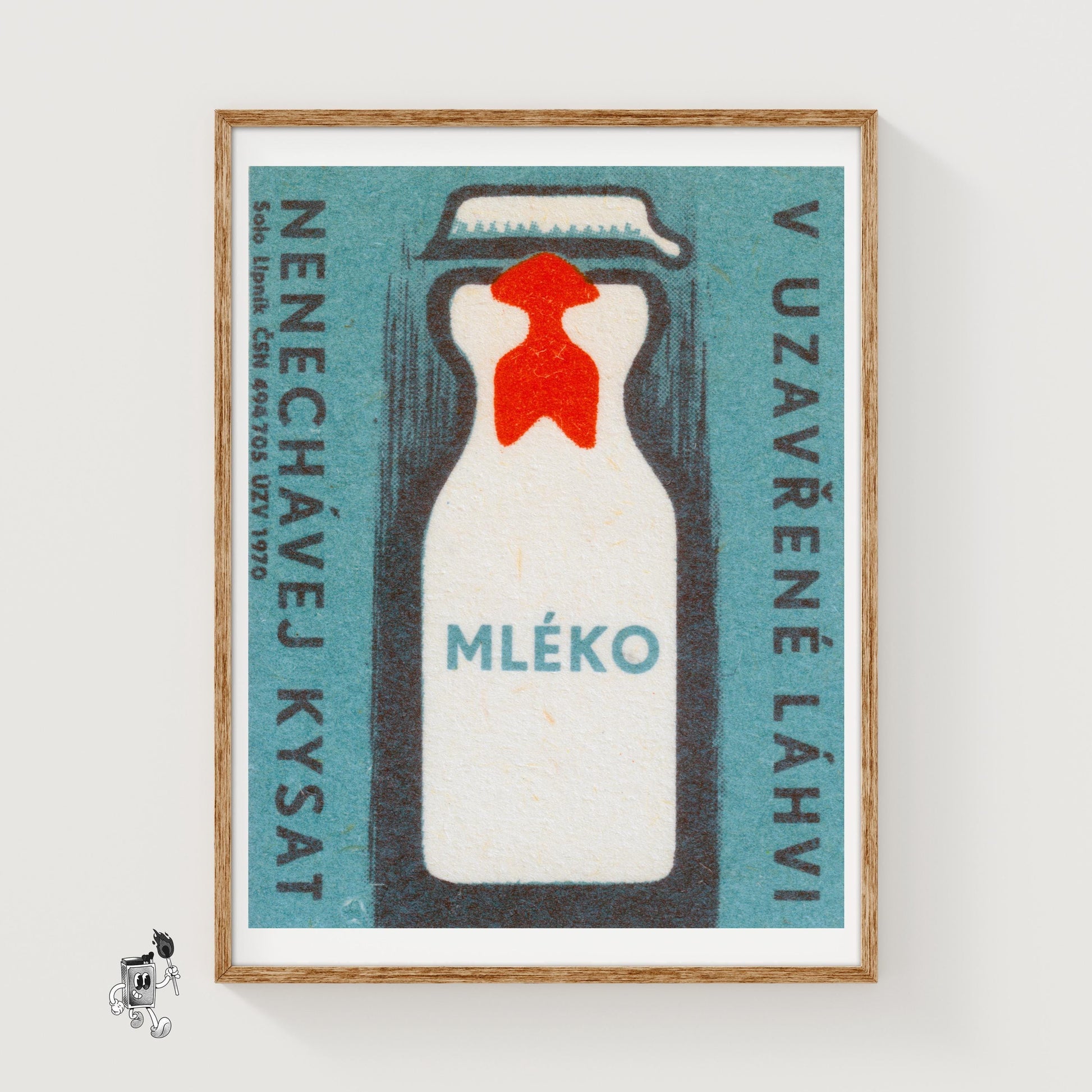 Milk Bottle - vintage matchbox label print