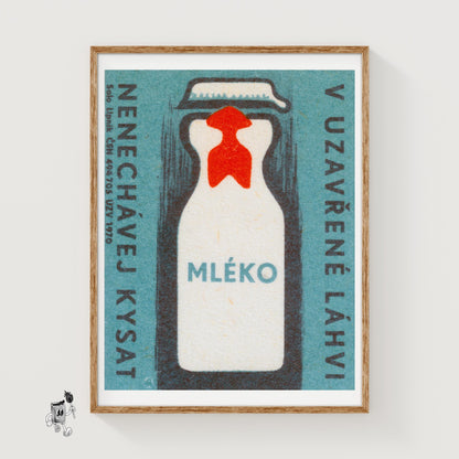 Milk Bottle - vintage matchbox label print