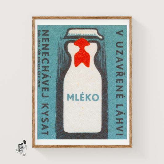 Milk Bottle - vintage matchbox label print