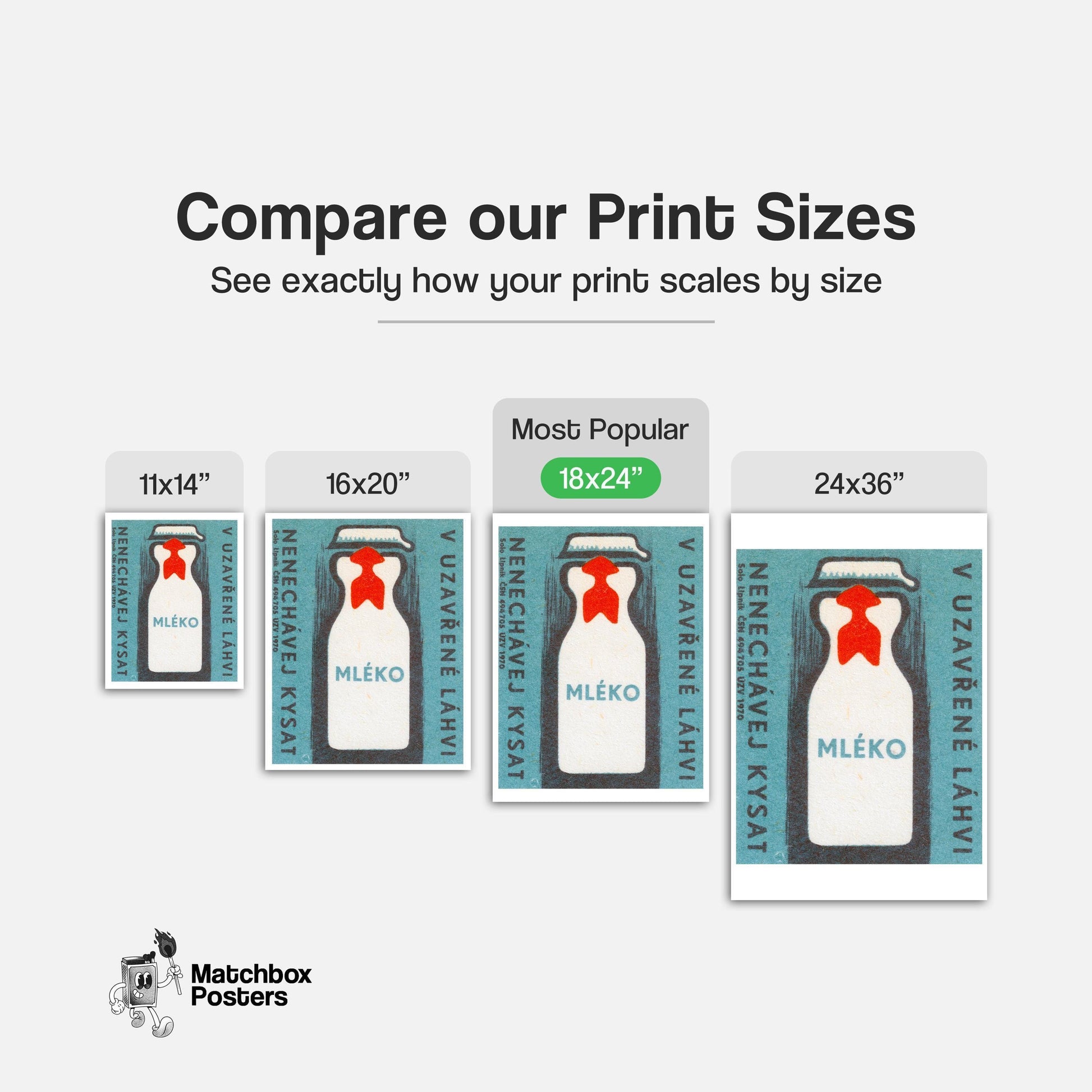 Milk Bottle - vintage matchbox label print - gallery wall preview