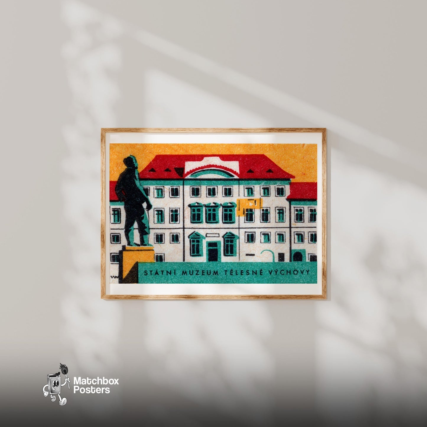 Statni Museum - vintage matchbox label print - bedroom mockup