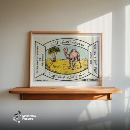 Arabian Camel - vintage matchbox label print - size comparison