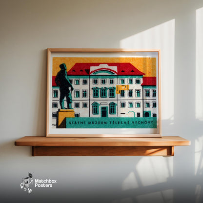 Statni Museum - vintage matchbox label print - size comparison