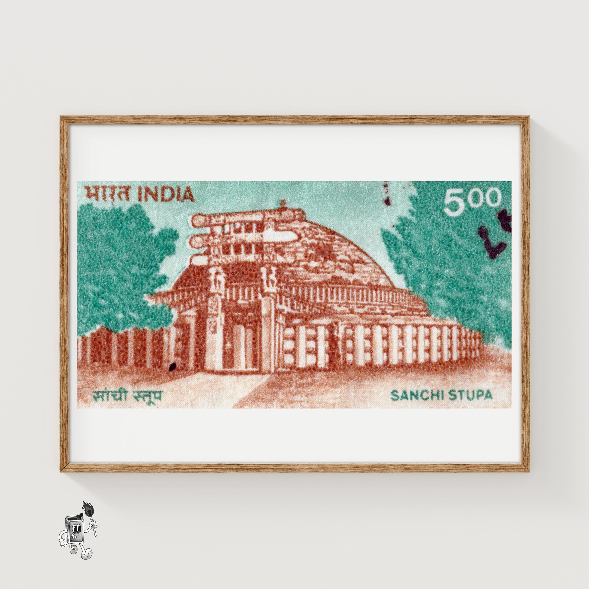 Sanchi Stupa - vintage matchbox label print