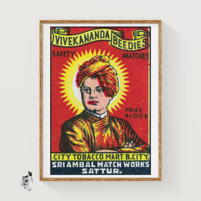 Man in Red Turban - vintage matchbox label print