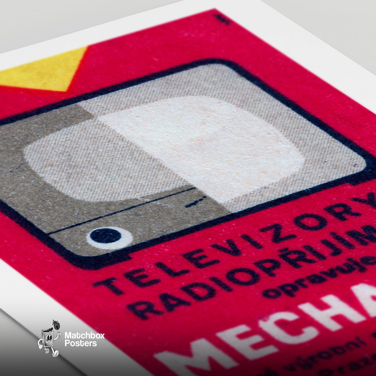 Television and Radio - vintage matchbox label print - close-up detail