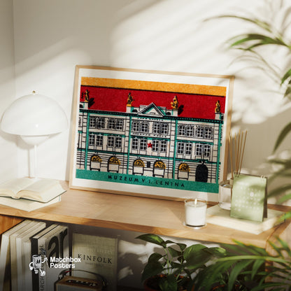 Lenina Museum - vintage matchbox label print - office wall