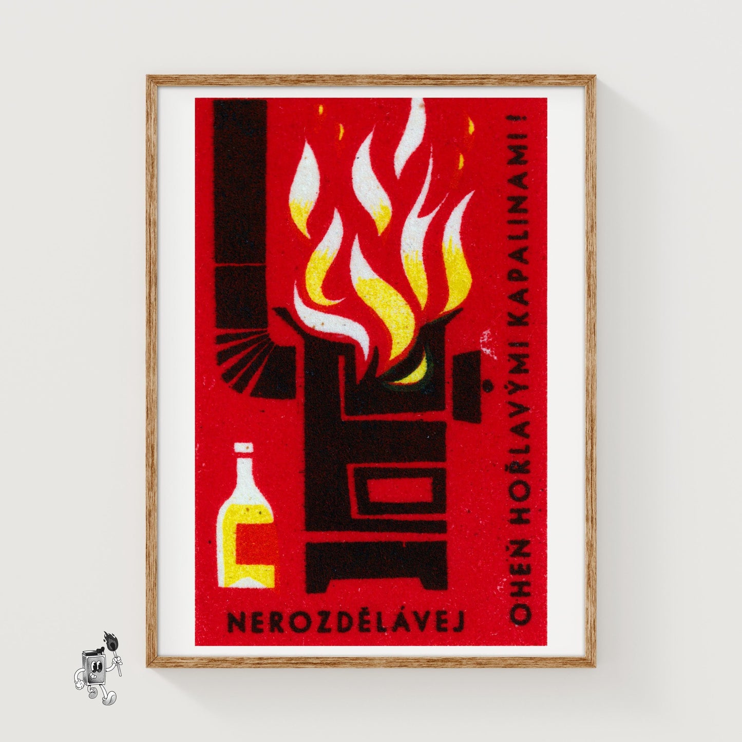 Danger of Flammable Liquid - vintage matchbox label print