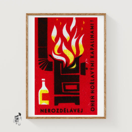 Danger of Flammable Liquid - vintage matchbox label print