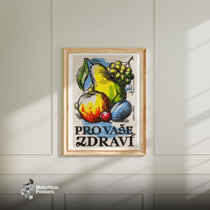 Fruit - vintage matchbox label print - bedroom mockup